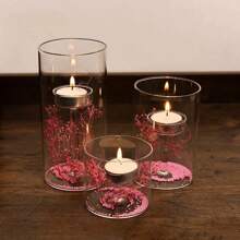 Transparent Glass Candlestick Home Oil Lamp Windproof Candle Holders Cup Cover Table Decor Restaurant Hotel Dining Decorations - L - View 3