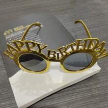 1 件英文字母生日照片道具塑料装饰眼镜 - 金色 - 查看 6