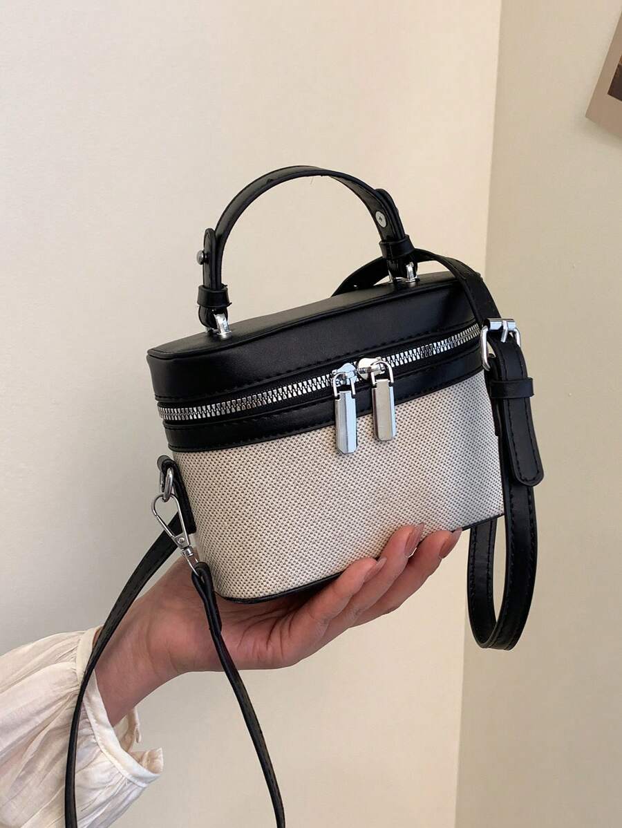 Mini Solid Color Riveted Punk Style Asymmetric Shoulder Boxy Bag