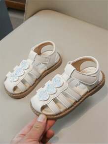 Toddler Girls' Sequin Decorated Closed-Toe Sandals, Hollow Out Beach Shoes For Princess, Fashion Summer New - Beige - View 6