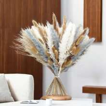 Pampas Grass Dried Flowers - Natural, Fluffy Decor With Bunny Tails & Reeds, Suitable For Boho Home Decor, Wedding Decoration, Holiday Celebration, Tabletop Centerpiece, Vase Filler Gifts Birthday Graduation Room Decor Flower Vase Glass Vase