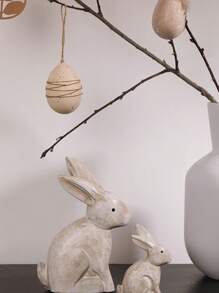 2 piezas de figuras decorativas de conejitos de Pascua vintage de madera blanca, estatuas de conejitos de Pascua rústicas de estilo nórdico, ideales para decoración de Pascua, el Día del Padre, decoración de mesa, sala de estar, armario de vinos, soporte de TV, pasillo - Multicolor - Ver 7