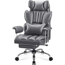 Big And Tall Executive Office Chair With Lumbar Support Leather Computer Chairwith Footrest, Ergonomic Chair High Back With Lumbar Support, Reclining Home Office Chair