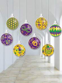 16pcs Mardi Gras Decoration Tags, Party Hanging Ornaments For Mardi Gras Festival Atmosphere - Multicolor - View 5