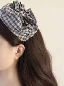 1 件女士格子蝴蝶结头带，独特复古百搭发带，用于隐藏白发，旅行发夹 - 彩色 - 查看 2
