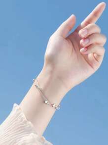 1pc Metal Double-Layer Chain Pentagram Pendant Elegant Fashion Luxury Style Bracelet For Women