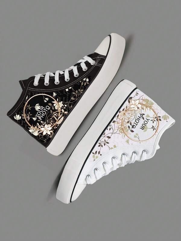 Anpassbare DIY Unisex Canvas Mid-Top Schuhe, lässige Outdoor-Sneaker mit vulkanisierter Gummisohle, geeignet für alle Jahreszeiten