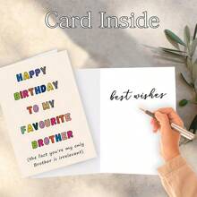 1, "Happy Birthday To My Favorite Brother" Birthday Card, A Unique Birthday Gift For Men, Suitable For Brothers, Husbands, Boyfriends, Best Friends, Small Business Supplies Thank You Card - Multicolor - View 6