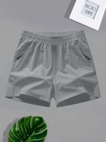 4 piezas Pantalones cortos casuales de unicolor de verano para niños preadolescentes, de longitud hasta la rodilla - Negro - View 4