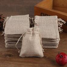 1/10pcs Natural Linen Jute Drawstring Bags | Rustic Beige Fabric Pouches For Jewelry & Party Favors | Storage Sacks With Tied Closure, For Mother's Day, Bridesmaid Gifts, Graduation Gifts, Birthday Gifts, Wedding Gifts,Birthday,Bride,Wedding