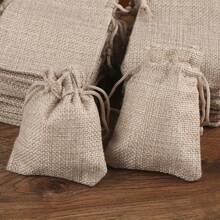 1/10pcs Natural Linen Jute Drawstring Bags | Rustic Beige Fabric Pouches For Jewelry & Party Favors | Storage Sacks With Tied Closure, For Mother's Day, Bridesmaid Gifts, Graduation Gifts, Birthday Gifts, Wedding Gifts,Birthday,Bride,Wedding