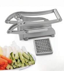 Cortador de patatas manual de acero inoxidable para uso doméstico, cortador de pepinos, cortador de verduras para hacer patatas fritas, máquina multifuncional para cortar patatas. - Plateado - Ver 5