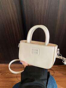 1 pieza Bolso de hombro cruzado para chicas, sólido de color y de PU con diseño de letra, de estilo simple y de moda - A - Ver 12