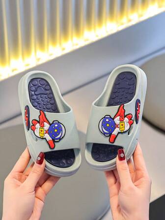 Children's Summer Cute Cartoon Astronaut Sandals With Anti Slip Soft Sole, Lightweight And Comfortable Home Slippers