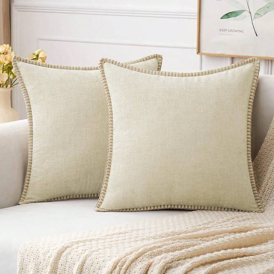 1pc/2pcs Chenille Pillow Cover Without Filler, Suitable For Sofa, Home Decor