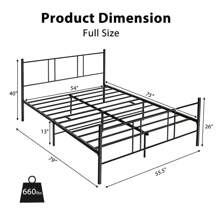 Full Size Steel Platform Bed W/ Reinforced Steel Structure & Mute Bars Black