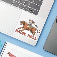1PC Retro Cowgirl & Tiger Sticker – Vinyl Decal For Bold & Fearless Girl | Waterproof Sticker For Laptops, Water Bottles, Cars & More | Perfect Gift For Wild Spirits
