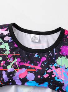 Bộ trang phục thời trang đa năng thường ngày 3 món cho bé gái: Áo thun cổ tròn in họa tiết tay ngắn + Áo hai dây màu trơn + Quần short ngắn in họa tiết, Quần áo dự tiệc hoạt động ngoài trời mùa hè cho trẻ em - Nhiều màu - Xem 4