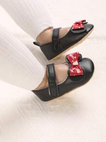 1 Pair 0-1 Year Old Infant Cute Bow Soft Bottom Princess Shoes, Infant Flat Shoes, Spring/Autumn
