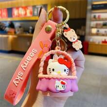 Sanrio 1pc Cute Sanrio Cartoon Plush Keychain, Kitty Cradle Style, Adorable & Refined Keychain, Bag Pendant Charm, Kuromi, My Melody Character Keychain
