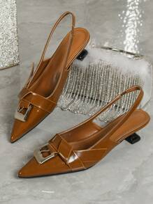 Women's Pointy Toe Low Heel Wine Glass Heel Sandals, Fashion Versatile French Elegant Minimalist Slide Shoes