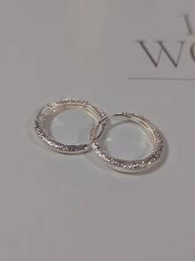 1 Pair Elegant Chic Luxurious Simple Versatile Personalized Geometric Design Glimmer Hoop Earrings, Suitable For Daily Wear And Dates