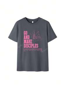Women's Colorful Letter & Graphic Printed Round Neck T-Shirt, Street-Style Fashion Tops, Western Style For Ladies