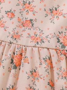 Neuer Sommerstil für Kleine Mädchen: Kleid mit süßem Blumenmuster, Spitzenbesatz und Träger im Mori-Stil - Verschiedenfarbig - Übersicht 7