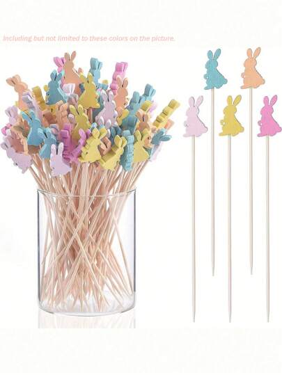 Color Rabbit Easter Exclusive Fruit Skewer Bar Restaurant Decorated With Disposable Bamboo Skewers And Fruit Skewers.