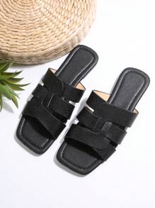 Fairy Style Fashion Casual Slip-On Sandals For Women, Summer New Vintage Korean Style Versatile Flat Beach Slippers, Suitable For Shopping, Commuting, Business, Dating, Party