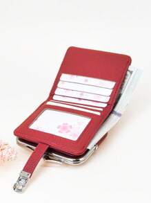 Women's Short Wallet Soft PU Fold-Over Multifunctional Large Capacity Card Holder Elegant Snap Fastener Coin Purse Compact & Lightweight Suitable As Holiday Gift Wallet Purse Wallet Mini Wallet Small Wallet