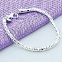 Silver Plating 3mm Snake Chain Bracelet For Women Wedding Engagement Charm Jewelry - Silver - View 1