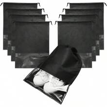 Sac de voyage pour chaussures, sacs de rangement pour chaussures non tissés avec fenêtre transparente pour un usage quotidien et les voyages (Blanc/Gris/Rose/Noir)