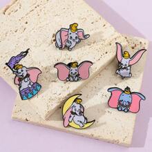 1/6 piezas. Broche de estilo creativo de Disney con diseño de elefante de dibujos animados. Pasador de metal esmaltado como accesorio para ropa, mochila, detalles festivos y joyas.