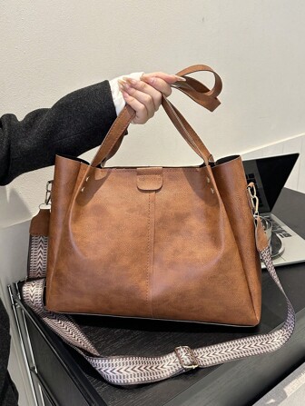 新款复古大容量单肩包休闲简约时尚斜挎包百搭洋气托特包