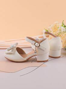 Zapatos de tacón alto blancos para niñas, zapatos formales de vestir de moda para desfiles, ballet, bodas, adecuados para niñas pequeñas, niñas y niñas grandes