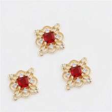 Set de 5 piezas Elegante y lujoso conector doble de aleación de cobre con rhinestones y pétalos de flores de colores, accesorios DIY de joyería para pendientes, collares y pulseras para mujeres
