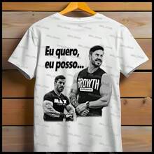Camiseta Renato Cariani Eu Quero Eu Posso Unissex Blusa Treino Camisa Academia Meme Renato Cariani Academia Fitness CrossFit Camiseta Básica Camiseta para Treino Feminina e Masculina - Branco - Visão 2