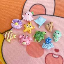 20/60/100pcs Cute Mini Ocean Series Resin Charms, Mixed Seahorse, Octopus, Crab, Turtle, Starfish Decorative Resin Patches For Jewelry Making - Multicolor - View 3