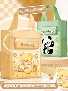 1pc Cute Cartoon Tutor Bag, Student School Tote Bag With Highly Attractive, Canvas Carry Bag For Homework, Textbooks, Learning Materials, Documents, Large Capacity