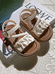 1 Pair Girls Hollow Design Cute Lady Style Open Toe PVC White Sandals, Suitable For Summer Holiday