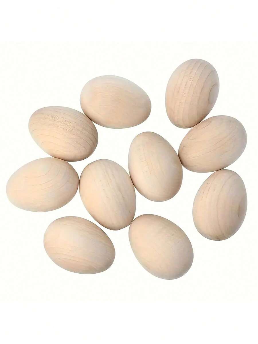 10 颗未完成的木制复活节彩蛋，33*21 毫米未上漆木制彩蛋，可绘画和涂鸦，适合 DIY 复活节工艺项目和节日装饰 - 彩色 - 查看 1