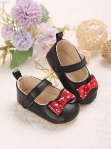 1 Pair 0-1 Year Old Infant Cute Bow Soft Bottom Princess Shoes, Infant Flat Shoes, Spring/Autumn