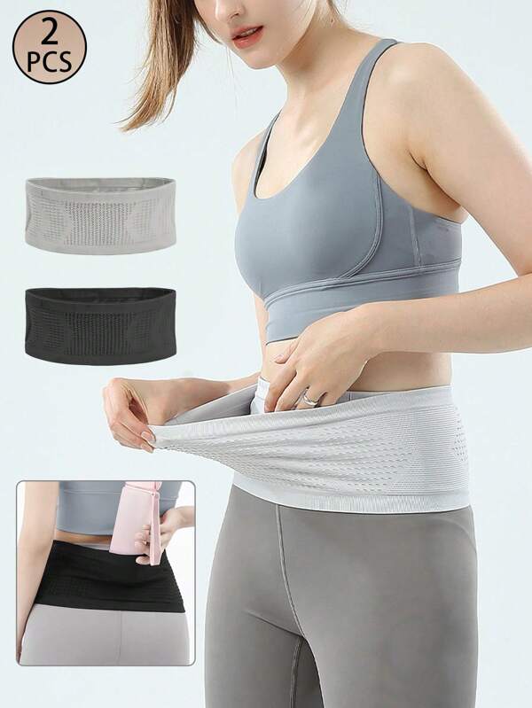 2 pezzi Marsupio da running per maratona, Borsa per cellulare ad alta elasticità, Fascia addominale traspirante per le corse mattutine e serali