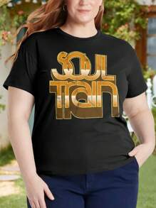 Soul Train Vintage Distressed Oversize Women T-Shirt For Women (Big Sizes) 80s 90s Retro Dance Funk Style - Black - View 1