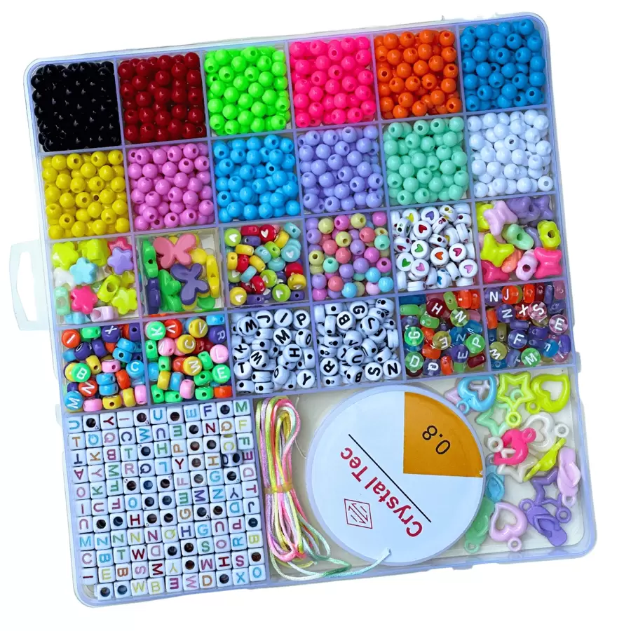 Kit Miçangas para Fazer Pulseira Infantil Colorida Bijuteria Colar Phone Strap - Multicolorido - Visão 1