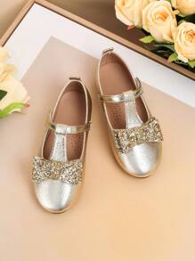 Fashionable & Versatile Children Flat Shoes, New Style Girls Bow Decor Flats