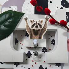 1pc/2pcs/3pcs Raccoon Shaped Retractable ID Badge Holder, Acrylic Material, Name Tag Clip, Suitable For Nurses, Work, Volunteers, Office And More, With English Text, Also Applicable For School Supplies And Back To School Season - Multicolor - View 3