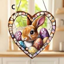 1 Person Easter Bunny Sun Catcher Window Hanging Decoration - Acrylic Spot With Charming Rabbit And Daffodil Design, Perfect For Home, Garden, Office And Outdoor Holiday Decoration, Holiday Decoration|Rabbit Design|Glossy Finish, Easter Decoration, Holiday Decoration Easter Decorations Party Gift