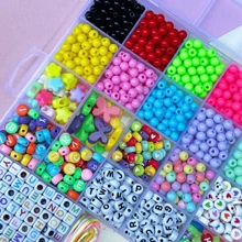 Kit Miçangas para Fazer Pulseira Infantil Colorida Bijuteria Colar Phone Strap - Multicolorido - Visão 4